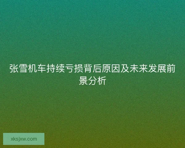 张雪机车持续亏损背后原因及未来发展前景分析
